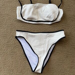 Cupshe White and Black Bikini Set